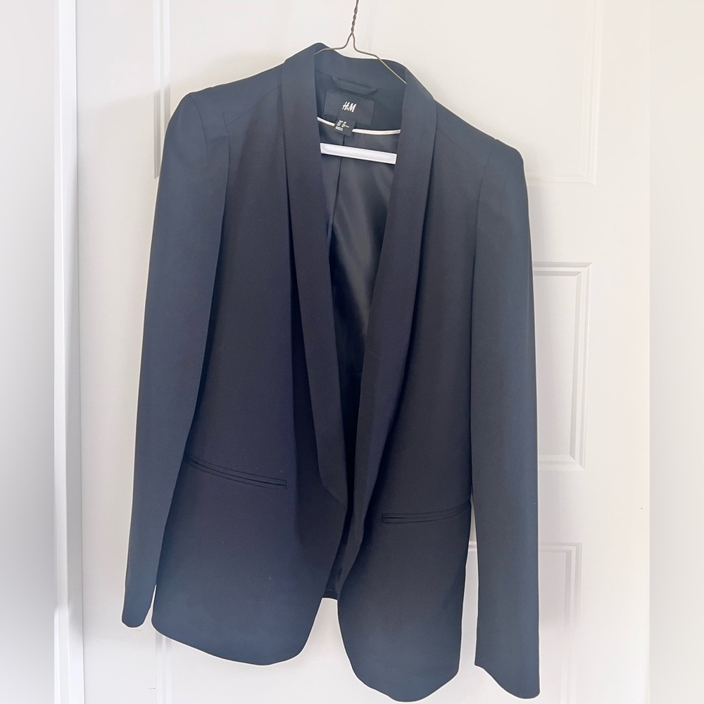 H&M Black Women's Tailored Shawl Collar Blazer